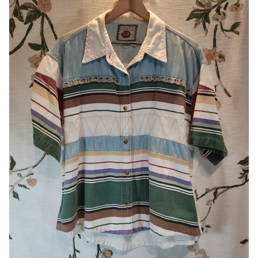 Special Forelli Issue Men's Cotton Button Down Southwestern Shirt Sz. 18/20 L/XL